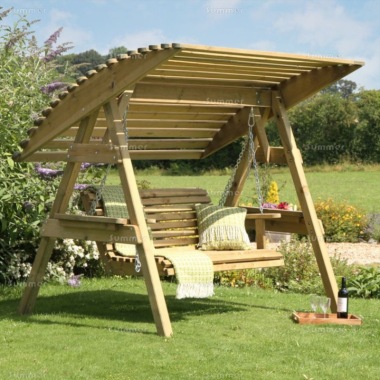 2 Seater Swing Seat 968 - Pressure Treated, Slatted Design, PEFC Certified