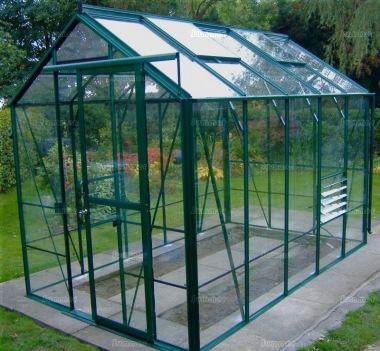 Aluminium Greenhouse 190 - Green, Toughened Glass Aluminium Greenhouse 190 - Green, Toughened Glass