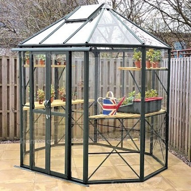 Aluminium Octagonal Greenhouse 597 - Toughened Glass Aluminium Octagonal Greenhouse 597 - Toughened Glass