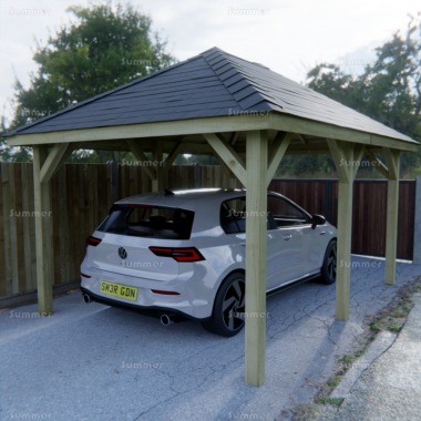 Wooden Carport 771 - Hipped, Pressure Treated, FSC® Certified