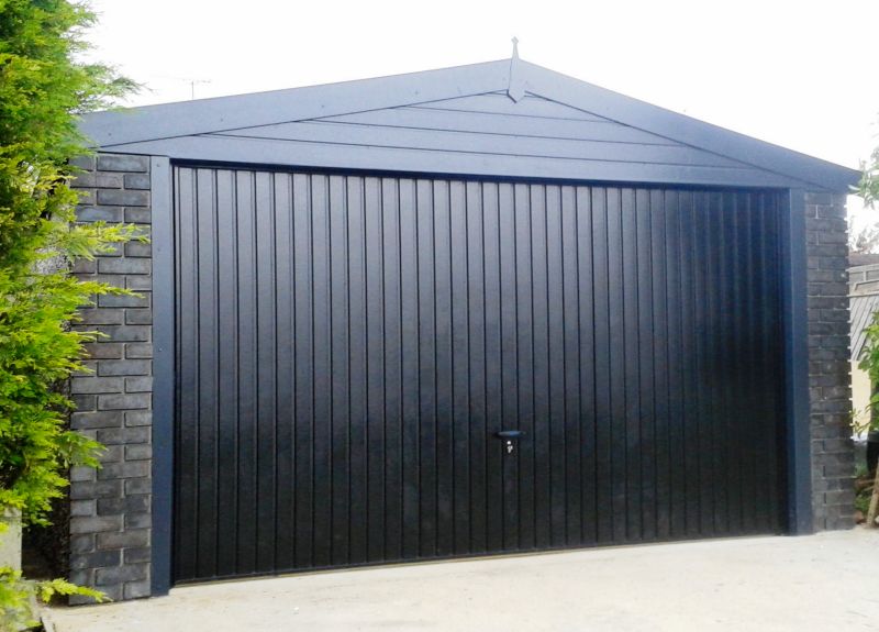 Spar Apex Double Concrete Garage 353 - Charcoal, Brick Posts Spar Apex Double Concrete Garage 353 - Charcoal, Brick Posts