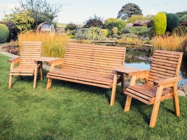 5 Seater Companion Set 757 - Tray Tables, Chunky Framing, Brown Finish