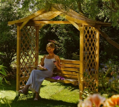 Garden Arbour 32 with Swing Seat - Pressure Treated, Apex Roof, PEFC Certified