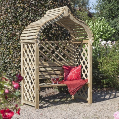 Garden Arbour 341 - Pressure Treated, Curved Slatted Roof, PEFC Certified