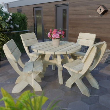 4 Seater Dining Set 374 - Pressure Treated, Chunky Pine