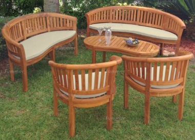 5-8 Seater Teak Lounge Set 144 - Peanut Design, Fully Assembled