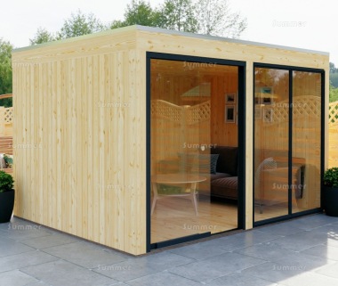 Modern Wooden Gazebo 865 - Sliding Glass Walls, EPDM Roof