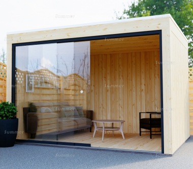 Modern Wooden Gazebo 868 - Sliding Glass Wall, EPDM Roof