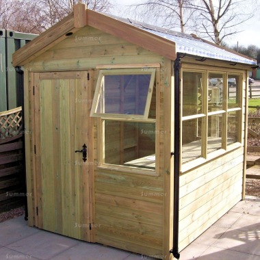 Pressure Treated Potting Shed 687 - Thicker Boards, Part Glazed Roof, Fitted Free Pressure Treated Potting Shed 687 - Thicker Boards, Part Glazed Roof, Fitted Free