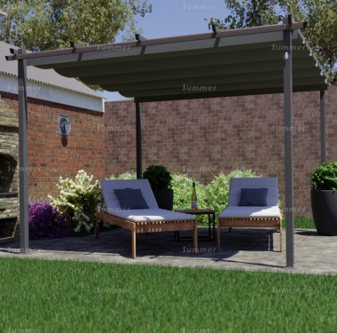 Metal Gazebo 110 - Powder Coated Aluminium, Retractable Canopy