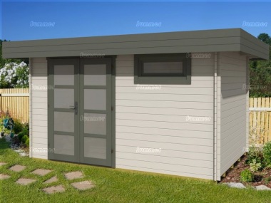 Pent Roof 28mm Log Cabin 314 - Double Door