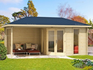 Corner Log Cabin 561 - 40mm, Large Panes, Double Glazed