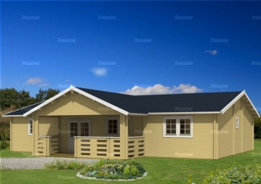 Seven Room Apex Log Cabin 829 - T Shape, Verandah Seven Room Apex Log Cabin 829 - T Shape, Verandah