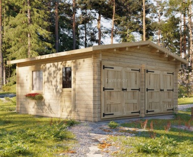 Wooden Log Garage 416 - Apex, Personnel Door