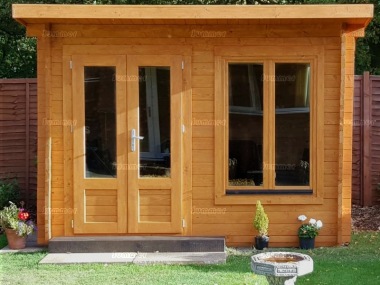45mm Log Cabin 021 - Pent, Double Glazed, Large Panes
