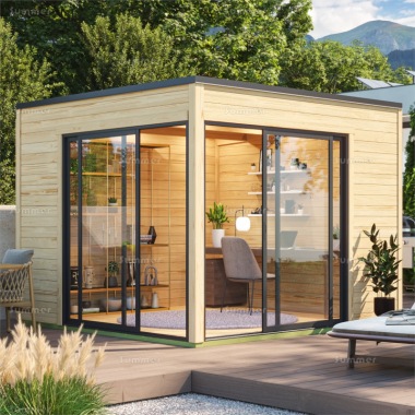 28mm Pent Log Cabin 658 - Modern Aluminium Hybrid, PEFC Certified 28mm Pent Log Cabin 658 - Modern Aluminium Hybrid, PEFC Certified