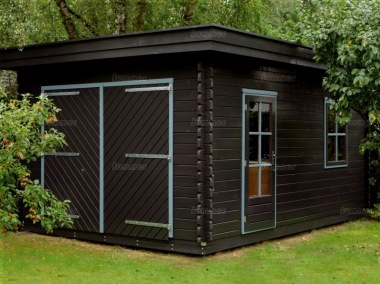 Wooden Log Garage 314 - Hinged Doors, EPDM Roof