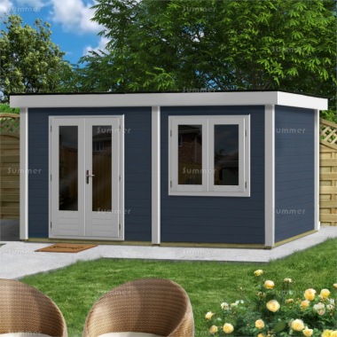 Double Door 28mm Log Cabin 221 - Double Glazed, EPDM Roof
