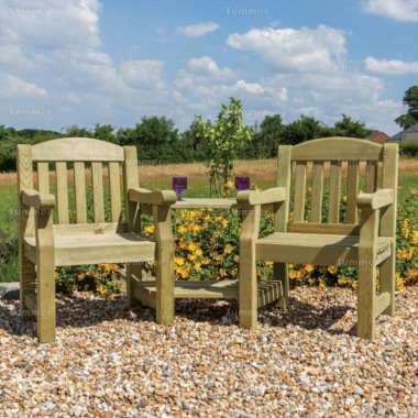 2 Seater Companion Set 824 - 2 Angled Trays, Pressure Treated, PEFC Certified