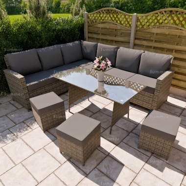 9 Seater Rattan Corner Dining Set 619 - Aluminium Frame, 100mm Cushions 9 Seater Rattan Corner Dining Set 619 - Aluminium Frame, 100mm Cushions