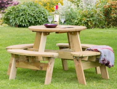 8 Seater Round Picnic Table 844 - 2ft 7in Table, Pressure Treated, PEFC Certified