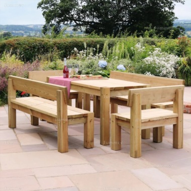 Pressure Treated 6 Seater Dining Set 872 - Chairs, Benches, PEFC Certified