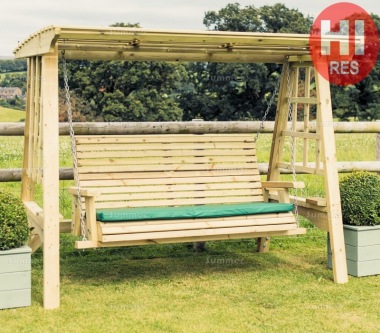 Pressure Treated Swing Seat 644 - Slatted Roof, Trellis