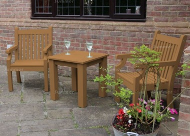 Synthetic Wood 2 Seat Bistro Set 260 - Teak Finish, Maintenance Free