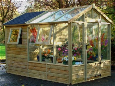 Pressure Treated Greenhouse 682 - Built In Shed, Fitted Free Pressure Treated Greenhouse 682 - Built In Shed, Fitted Free