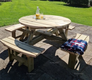 8 Seater Round Picnic Bench 679 - Pressure Treated 8 Seater Round Picnic Bench 679 - Pressure Treated