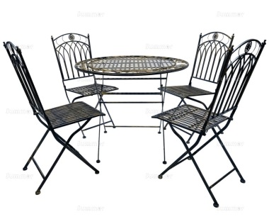 Vintage 4 Seat Dining Set 617 - Black Antique Finish, Fully Assembled