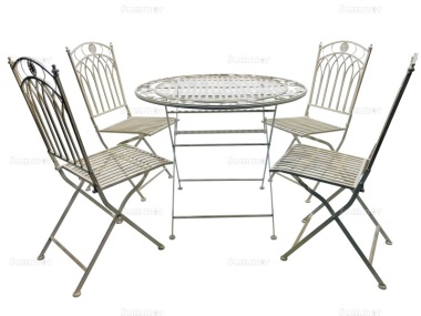 Vintage 4 Seat Dining Set 618 - White Antique Finish, Fully Assembled Vintage 4 Seat Dining Set 618 - White Antique Finish, Fully Assembled