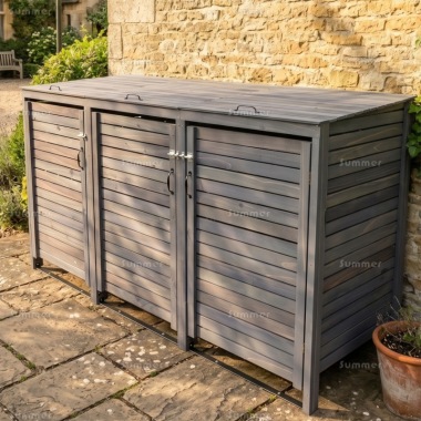 Wheelie Bin Store 251 - Grey Wooden Slatted, FSC® Certified Wheelie Bin Store 251 - Grey Wooden Slatted, FSC® Certified