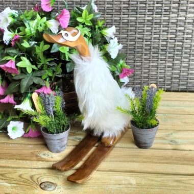 Decorative Wooden Duck 253 - White Fur, Goggles and Skis Decorative Wooden Duck 253 - White Fur, Goggles and Skis