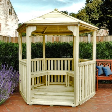 Gazebo 211 - Hexagonal, Pressure Treated, Slatted Roof
