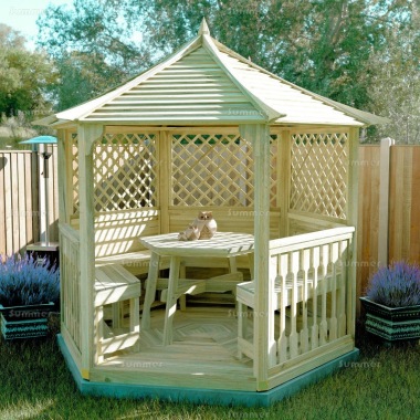 Gazebo 236 - Hexagonal, Pressure Treated, Slatted Roof