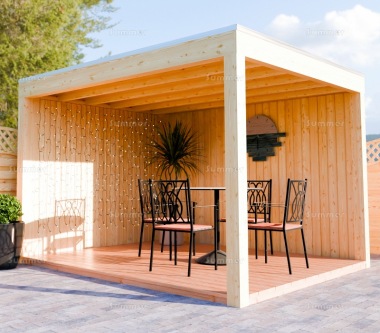 Modern Wooden Gazebo 355 - Fully Boarded Walls, EPDM Roof