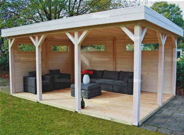 Wooden Gazebo 369 - Walls with Windows, EPDM Roof