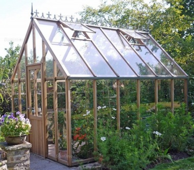 Cedar Victorian Greenhouse 658 - Steep Roof, Glass To Ground Cedar Victorian Greenhouse 658 - Steep Roof, Glass To Ground