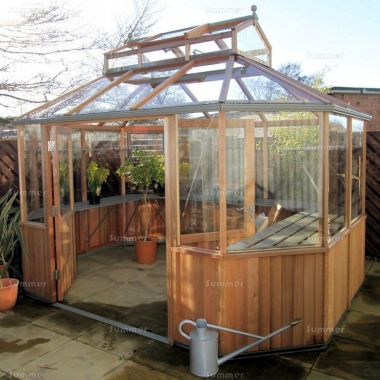 Cedar Octagonal Greenhouse 88 - Toughened Glass Cedar Octagonal Greenhouse 88 - Toughened Glass