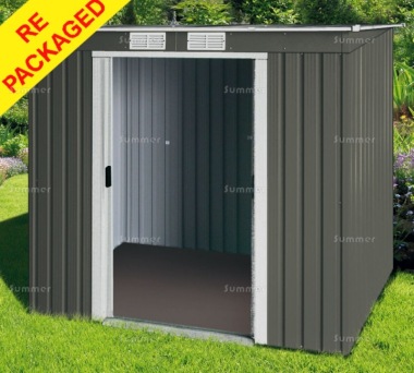 Repackaged Pent Metal Shed 360 - Double Door, Galvanized Steel
