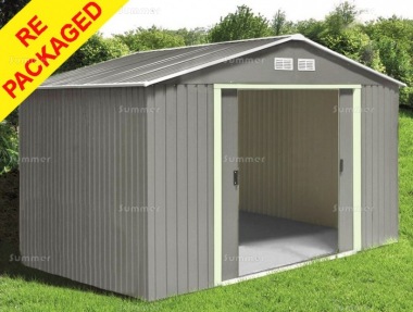 Repackaged Metal Shed 374 - Apex Roof, Double Door, Galvanized Steel